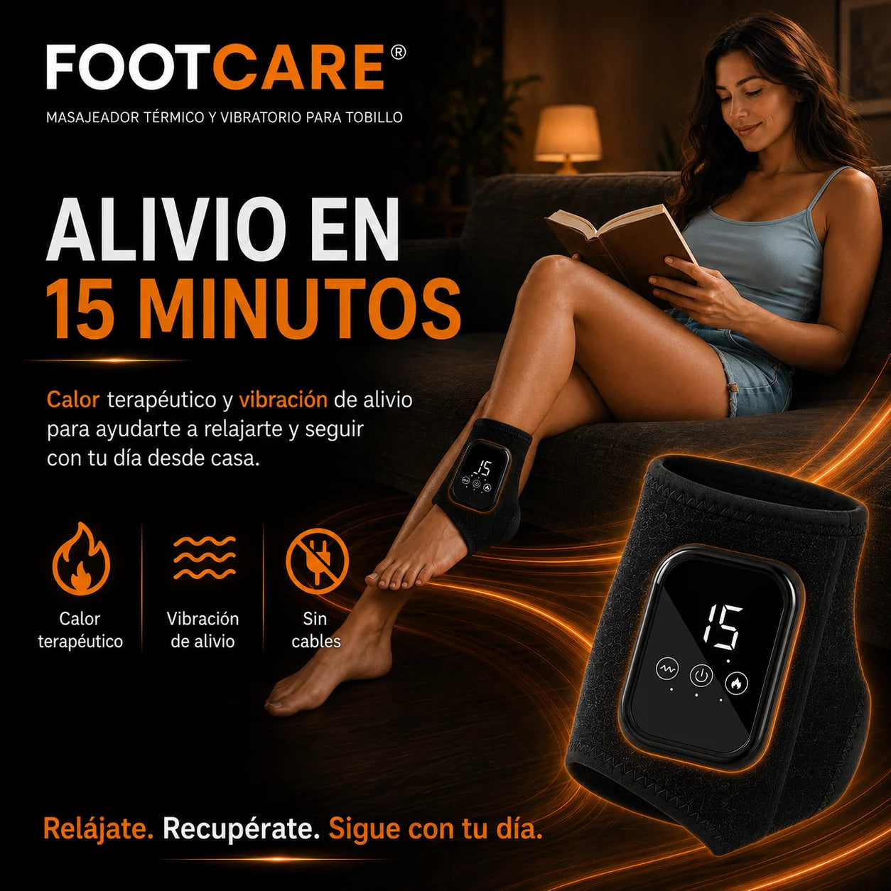 FootCare® Masajeador Térmico para Tobillo – Calor y vibración para aliviar molestias, rigidez y cansancio | Envío gratis