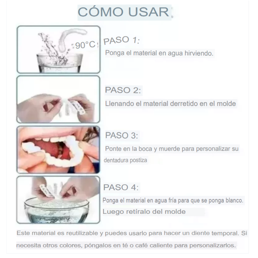 Denwhite: Carrilas Dentales Ajustables - Kit 2 Pares (Superior y Inferior)