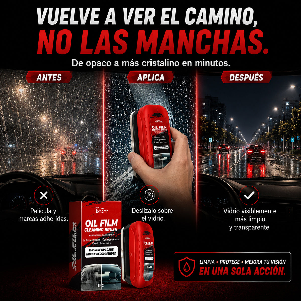 Limpiador de Parabrisas – Más claridad y efecto repelente | ¡Compra 1 y llévate 2!
