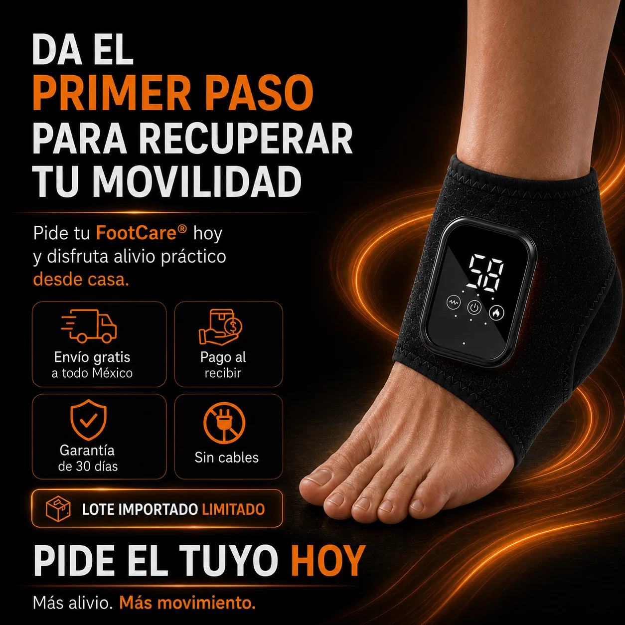 FootCare® Masajeador Térmico para Tobillo – Calor y vibración para aliviar molestias, rigidez y cansancio | Envío gratis