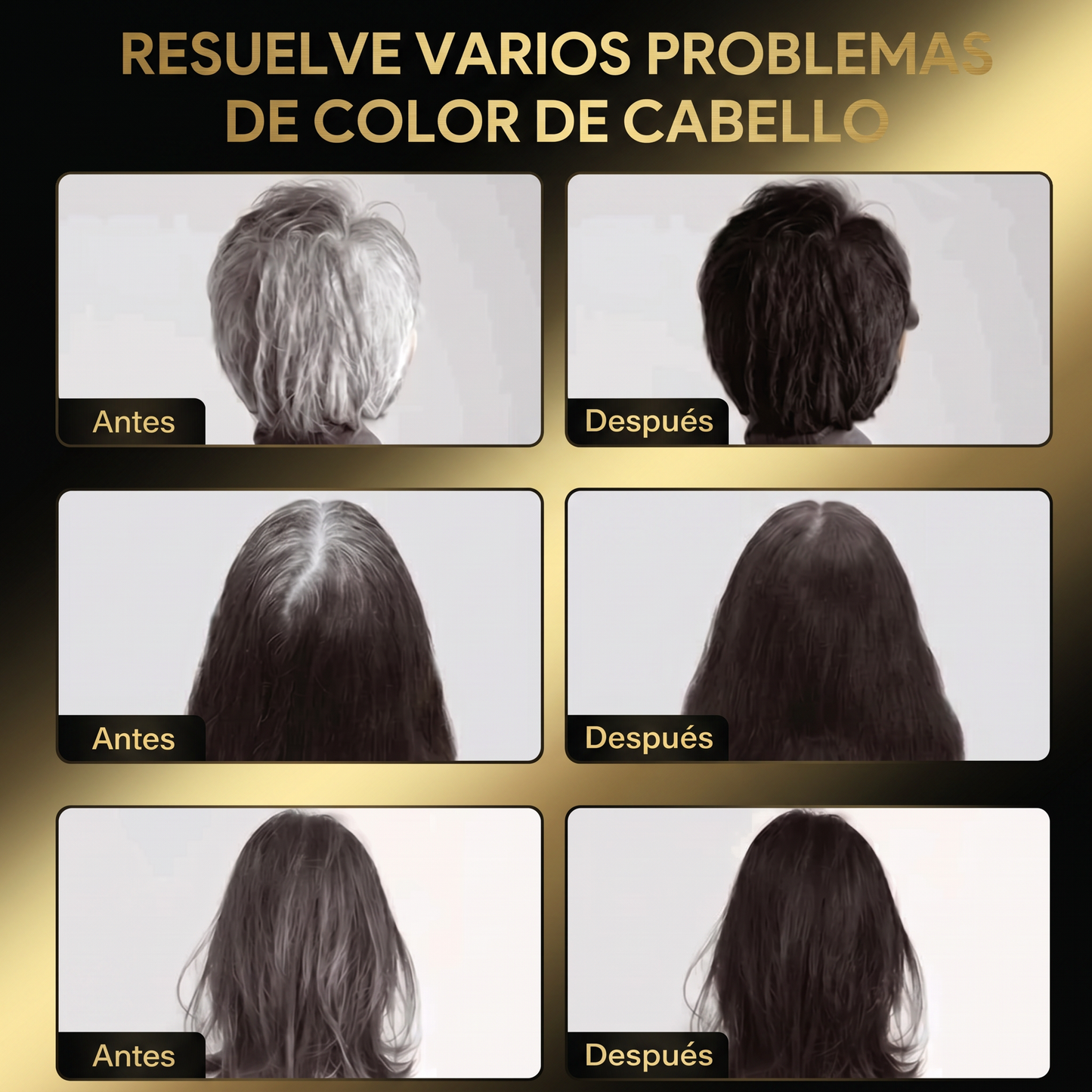 Shampoo Cubre Canas 3 en 1 Natural – Cabello Negro Instantáneo | Stock Limitado